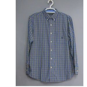 Chaps Easy Care Shirt Blue Green Check Size L